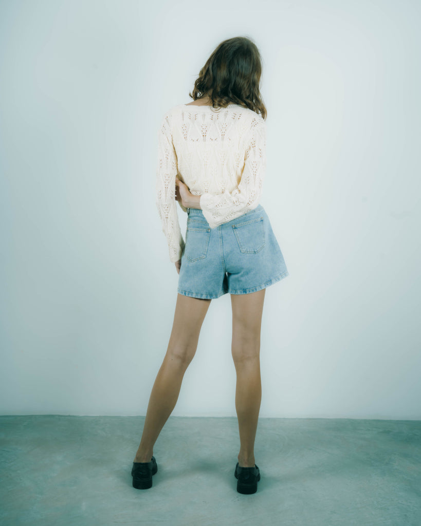 Rania High Waist Denim Shorts (Denim)