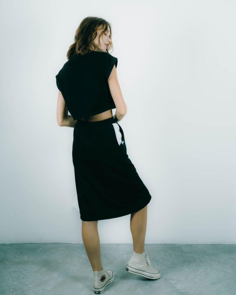 LULU Contrast Drawstring Skirt (Black)
