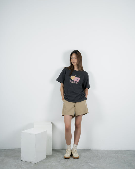 LULU And Friend Chenille Embroidery Tee (Dark Grey)