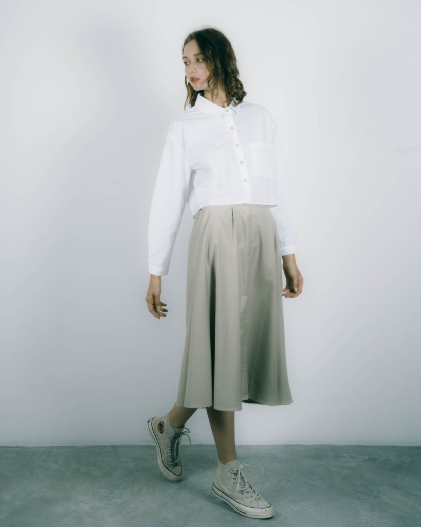 Pocket Crop Shirt (White)