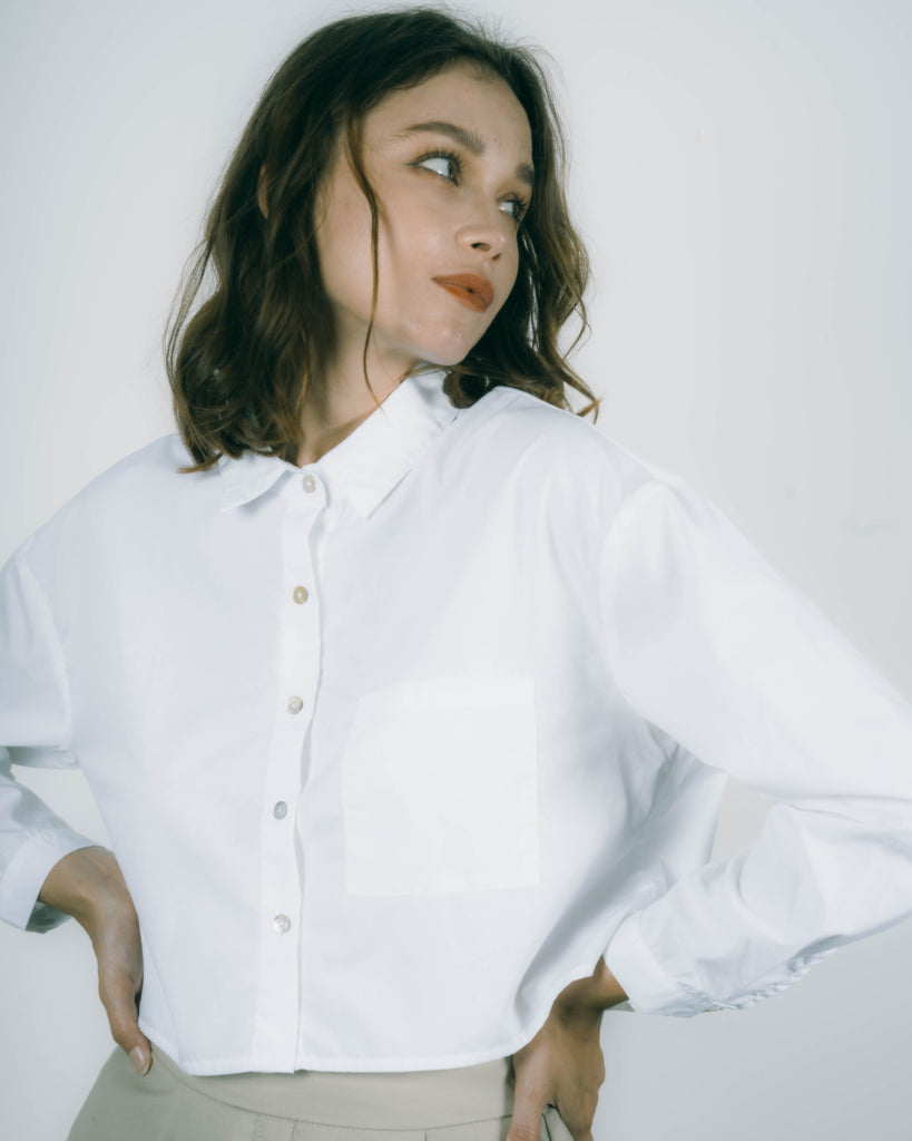 Pocket Crop Shirt (White)