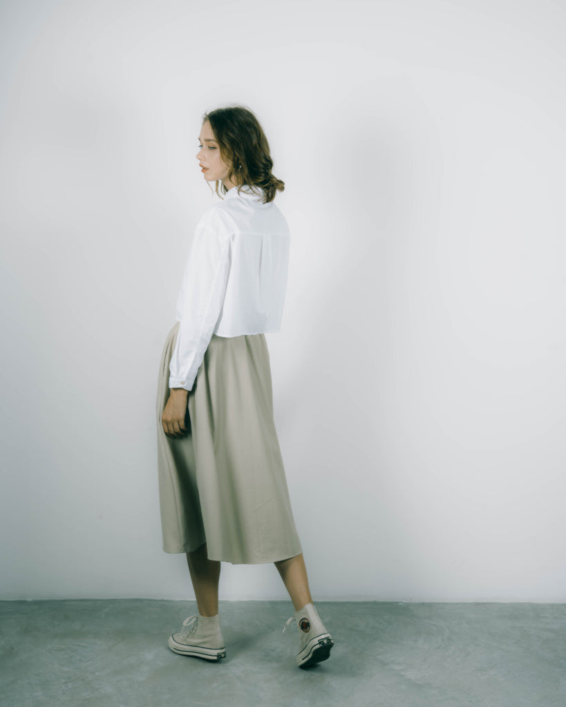 Pocket Crop Shirt (White)