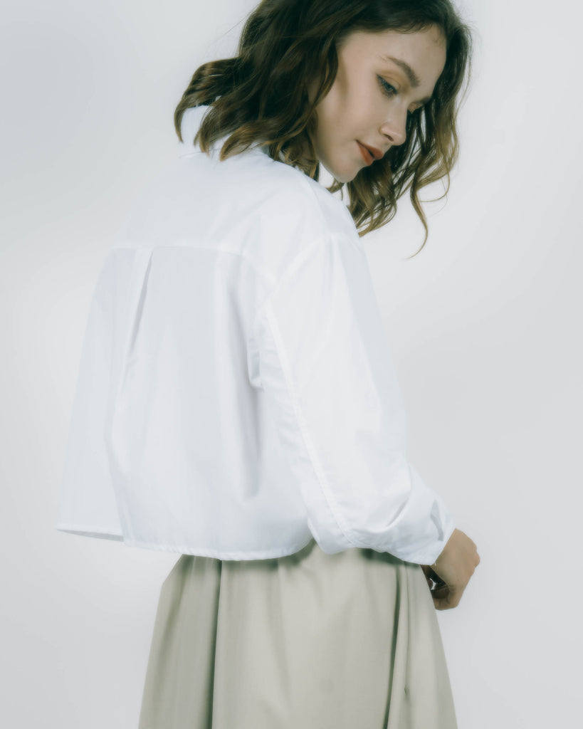 Pocket Crop Shirt (White)