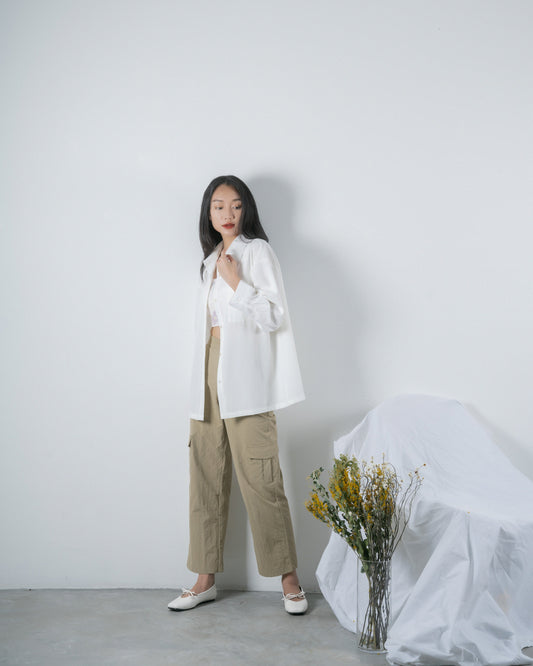 Oversize Long Sleeve Shirt (White)