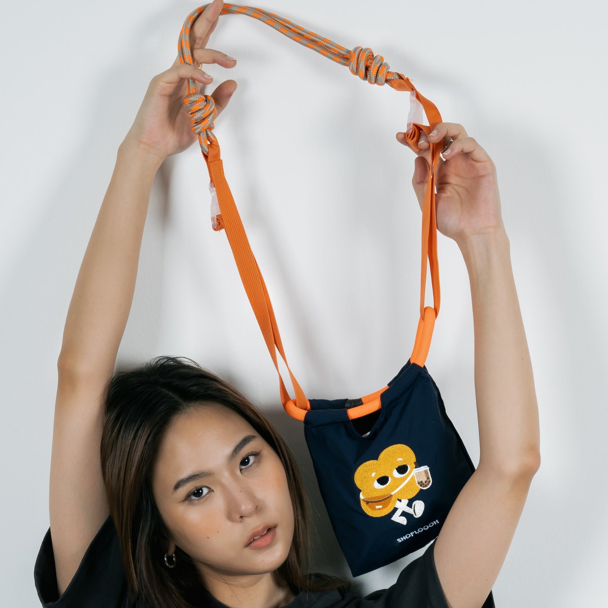 LULU Embroidery Crossbody Bag (Navy)
