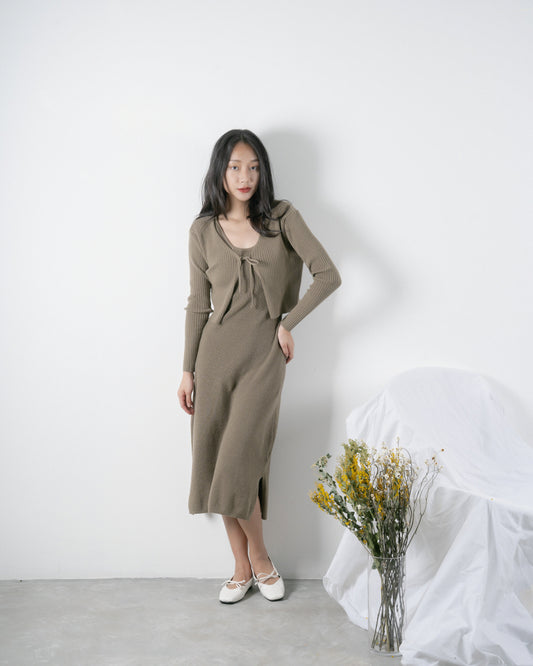 Two-Way Eco Knitted Dress (Khaki Grey)