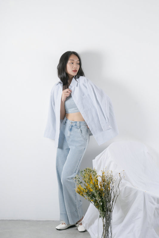 Stripes Oversize Shirt (Navy)