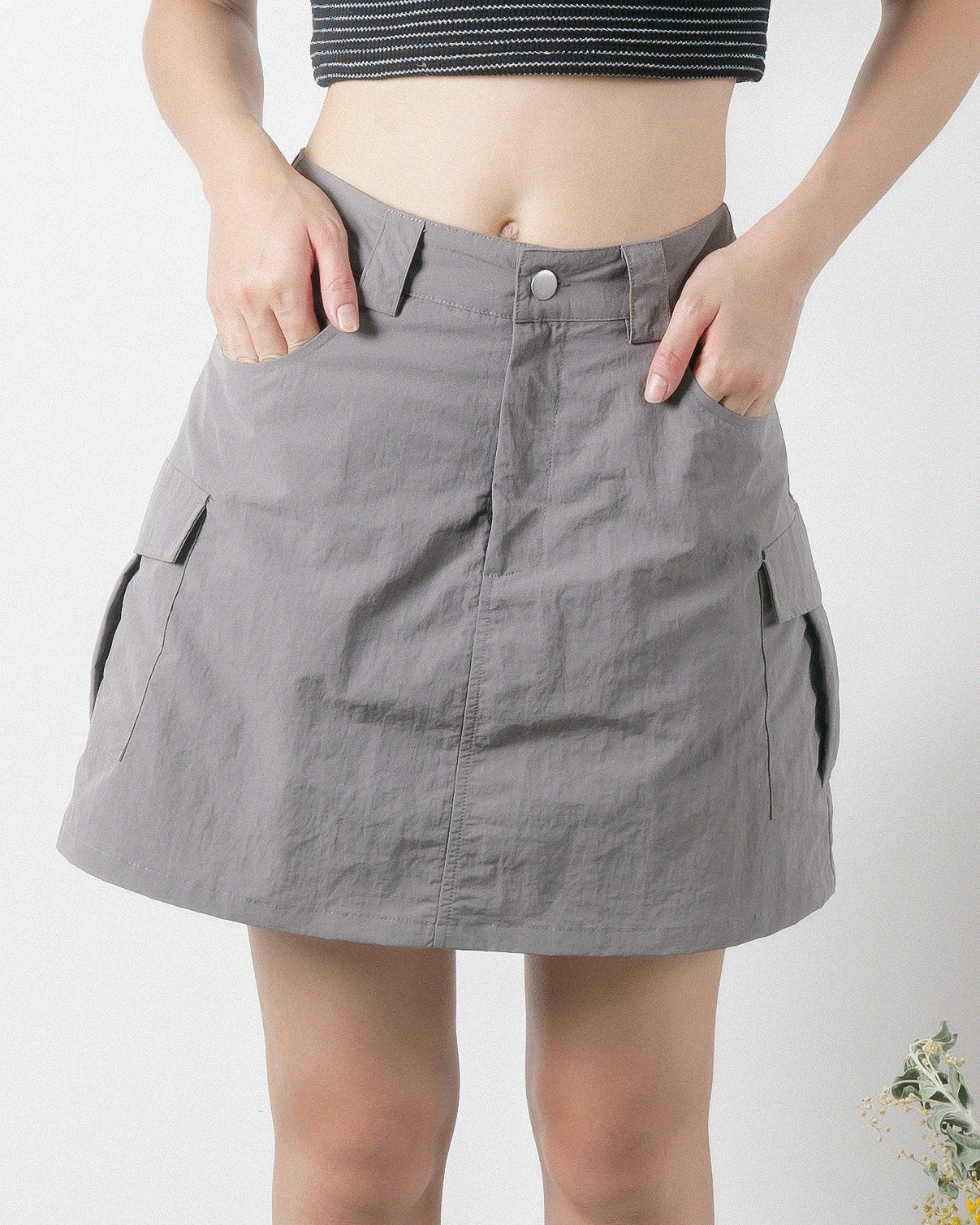 Cargo Mini Skirt (Khaki Grey)