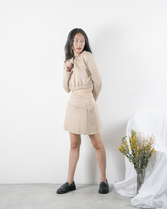 Pocket Flap A-line Skirt (Khaki)