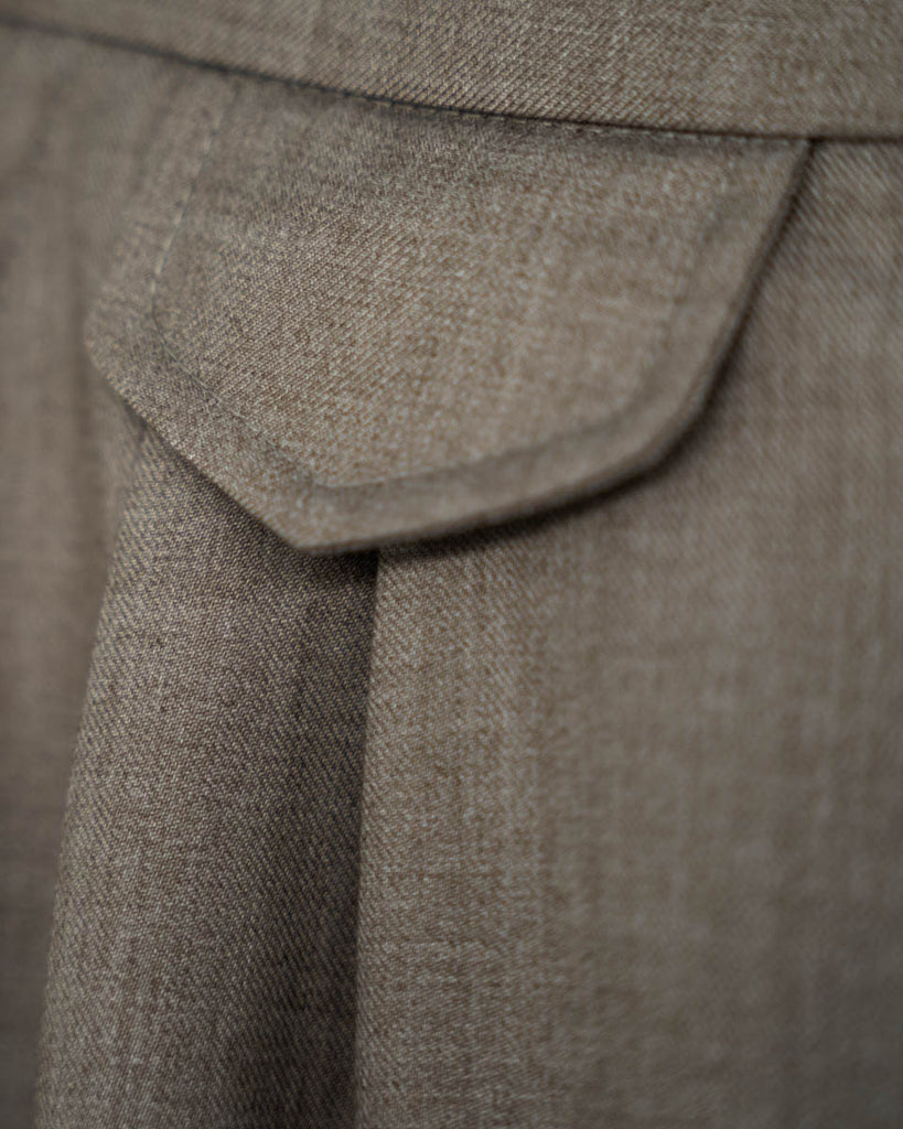 Pocket Flap Drape Trousers (Khaki Grey)