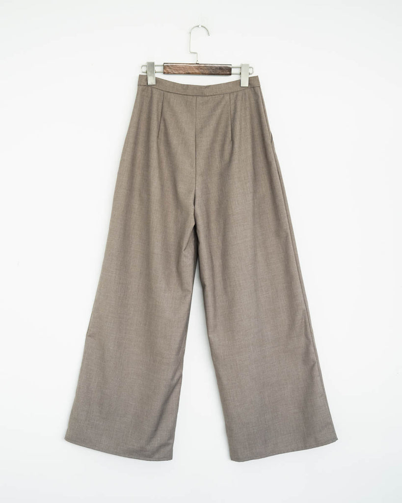 Pocket Flap Drape Trousers (Khaki Grey)