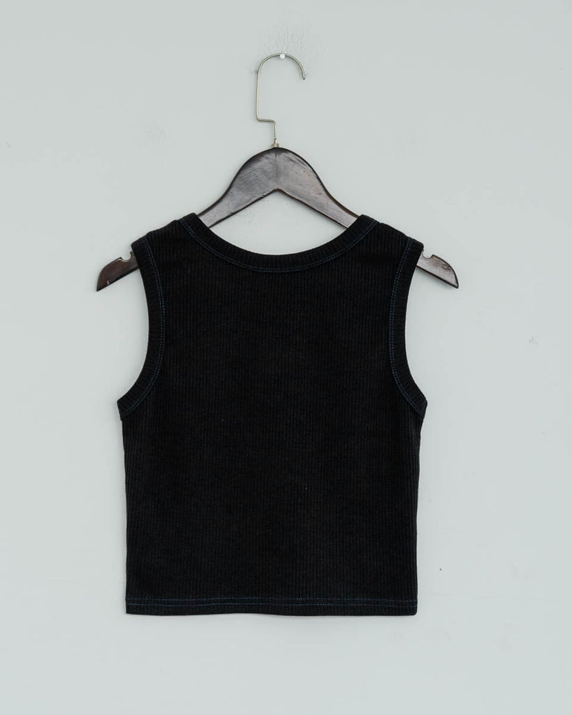 LULU Sleeveless Ribbed Tank Top (Black)