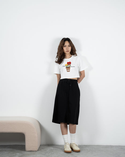 LULU Life Is Good Flower Crop Tee (White)