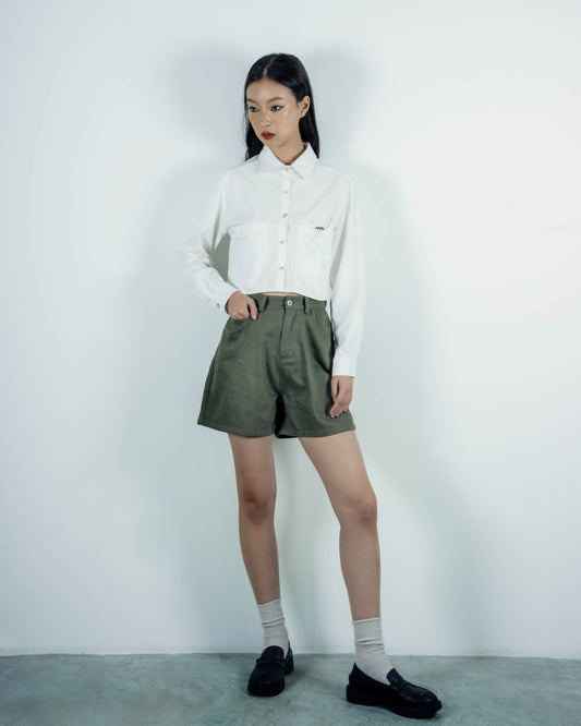 High Waist Casual Shorts (Army Green)