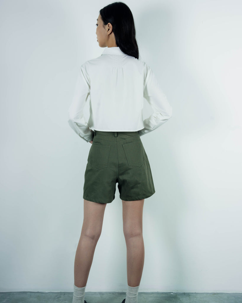 High Waist Casual Shorts (Army Green)