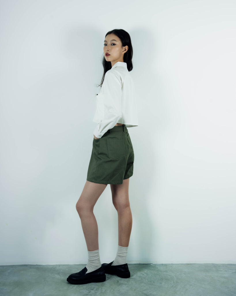 High Waist Casual Shorts (Army Green)