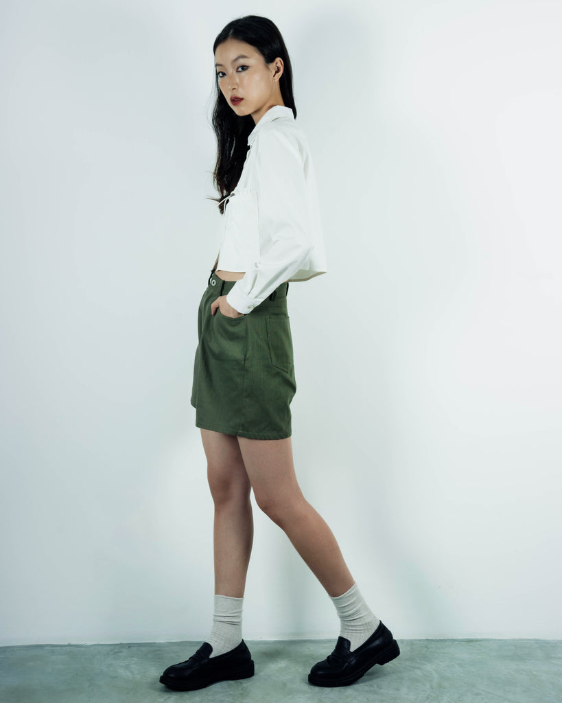 High Waist Casual Shorts (Army Green)