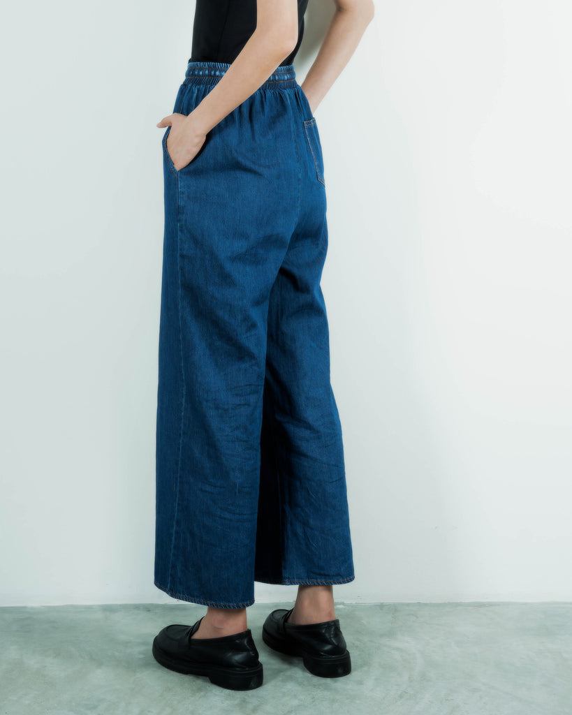 Drawstring Casual Denim Pants (Denim)