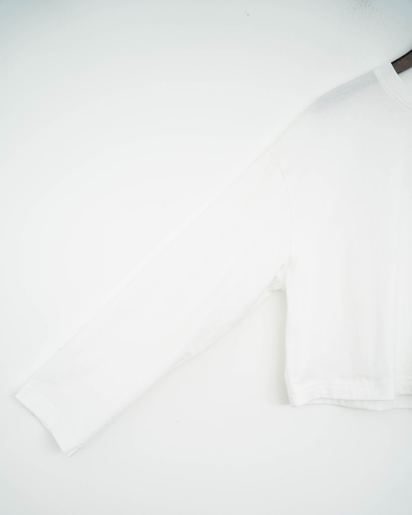 Cotton Crop Long Sleeve Top (White)