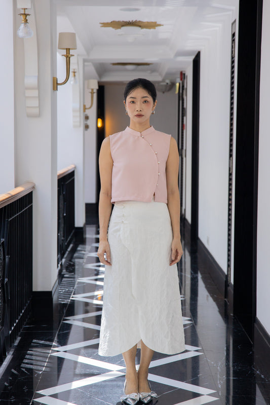 Elysse Mandarin Collar Side Buttons Cheongsam Top (Pink)