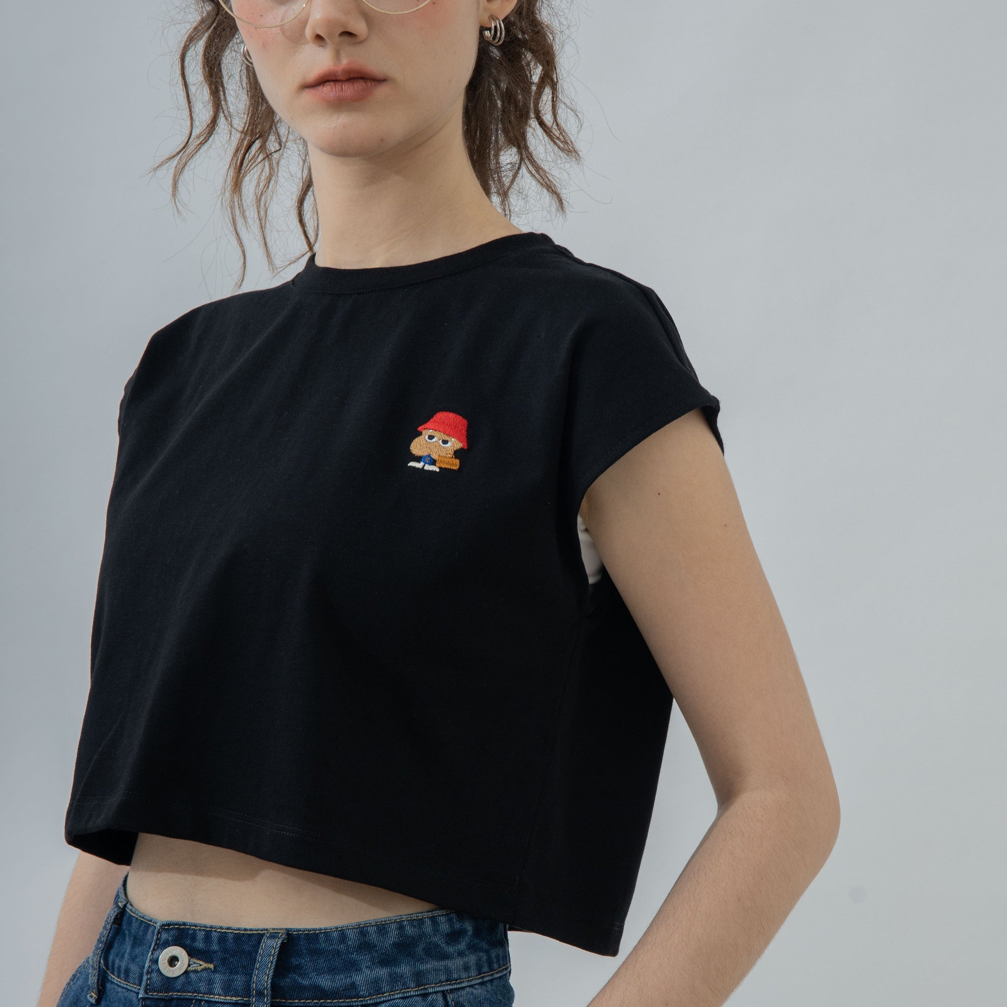 Paddington LULU And Friends Embroidery Crop Tee (Black)