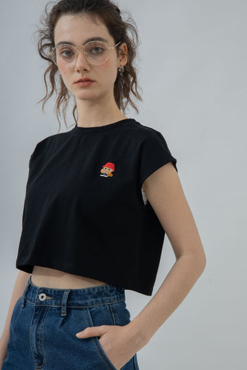 Paddington LULU And Friends Embroidery Crop Tee (Black)