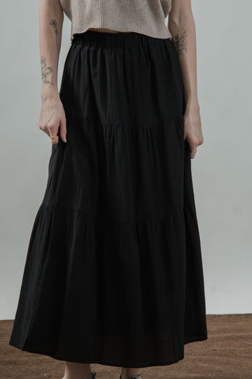 Ada Layered Maxi Skirt (Black)