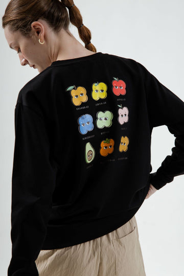 LULU Fruity Graphic Oversize Sweater (Black)