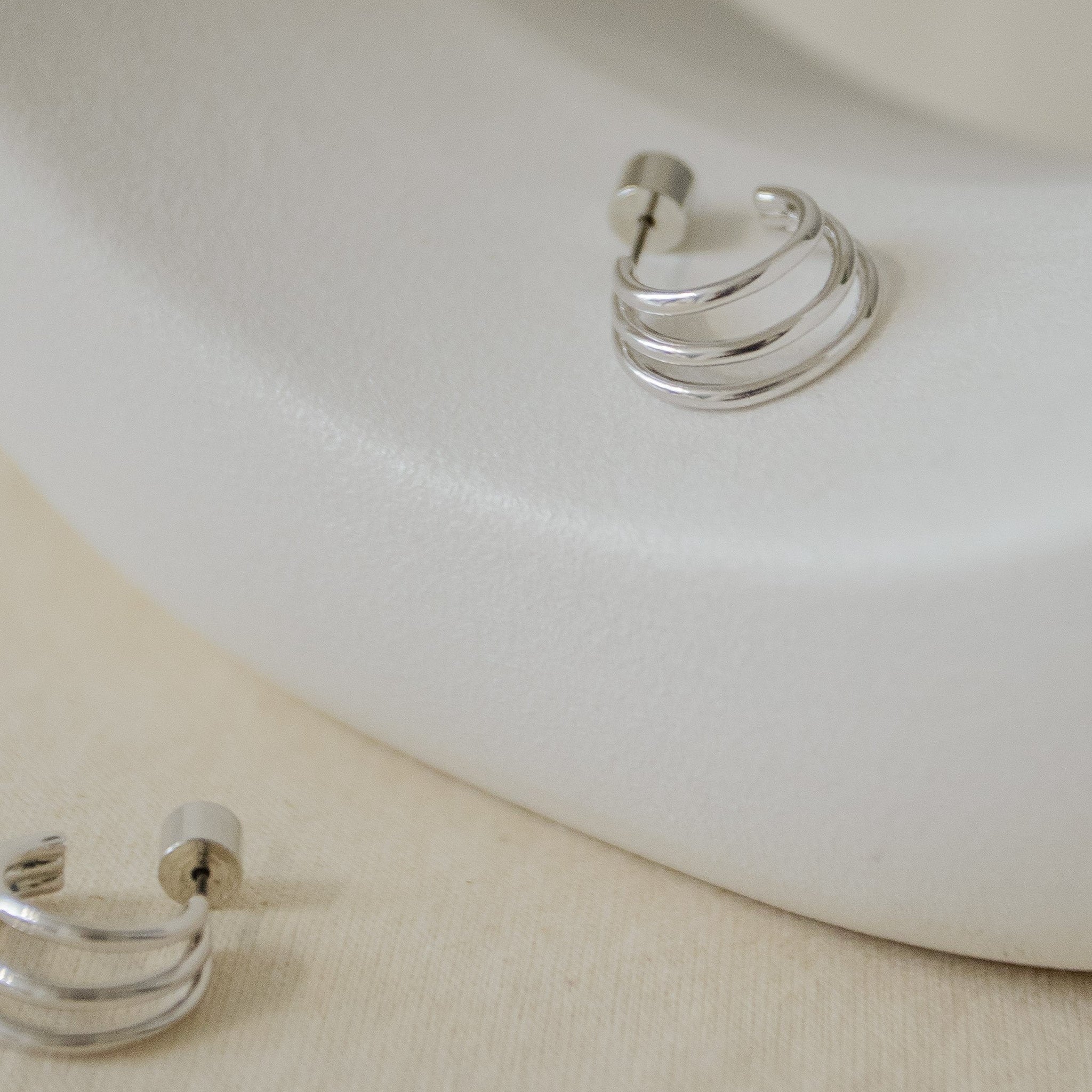 Lydia Triple Hoop Plated Earrings (Silver)