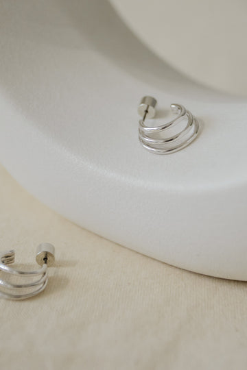 Lydia Triple Hoop Plated Earrings (Silver)