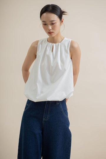 Aeris Two Way Sleeveless Puffy Top (Ivory)