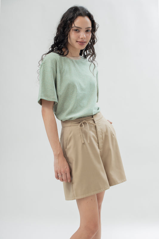 Side Ribbon Pockets Shorts (Khaki)