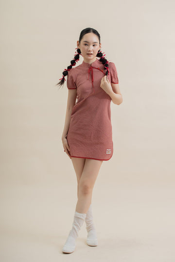 LULU Plaid Cheongsam Dress (Red Plaid)