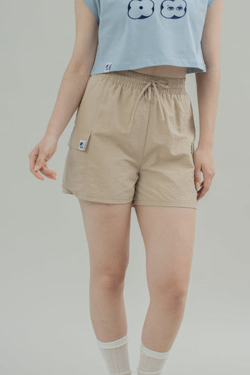 LULU Nylon Embroidery Shorts (Khaki)