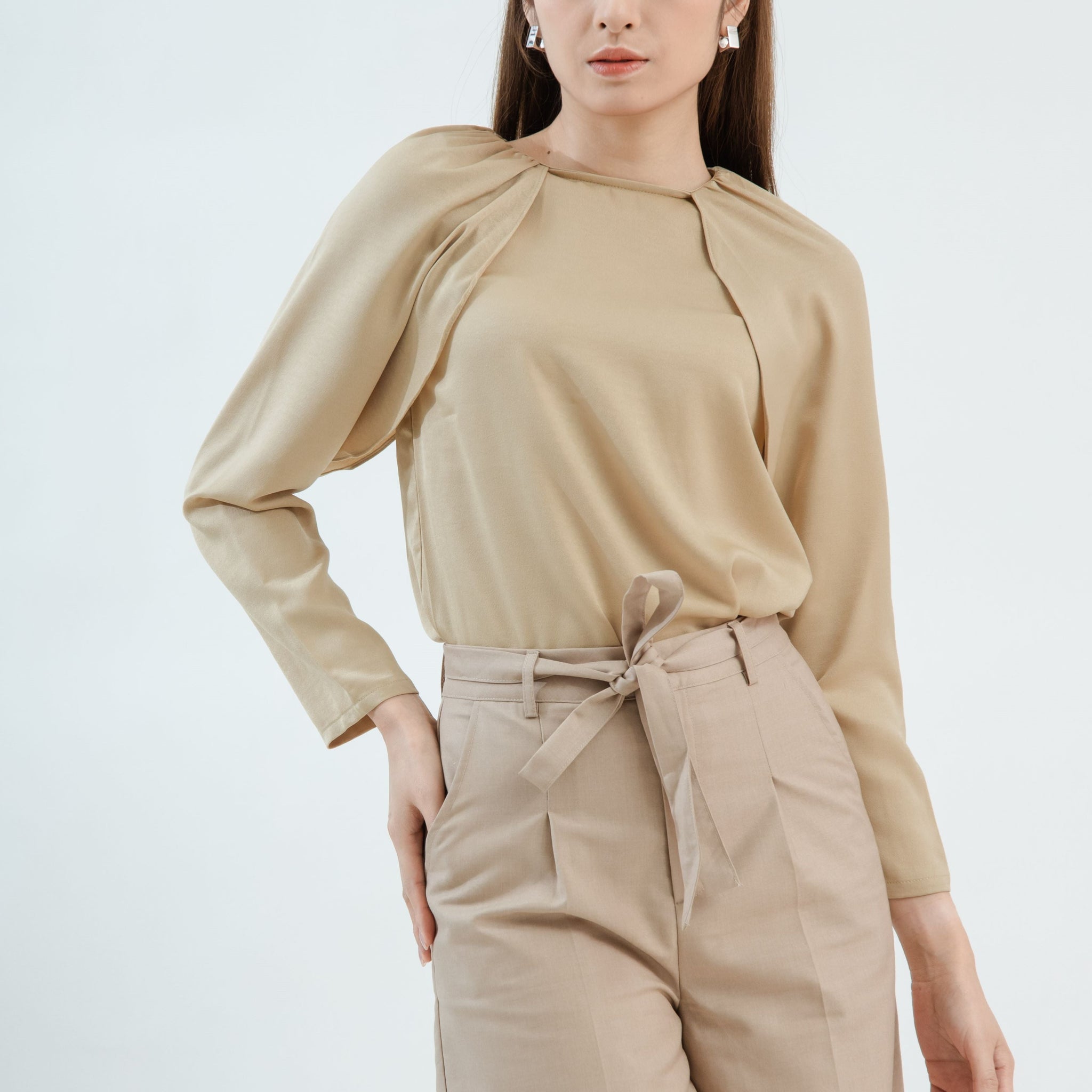 Open Slit Sleeve Top (Champaign)