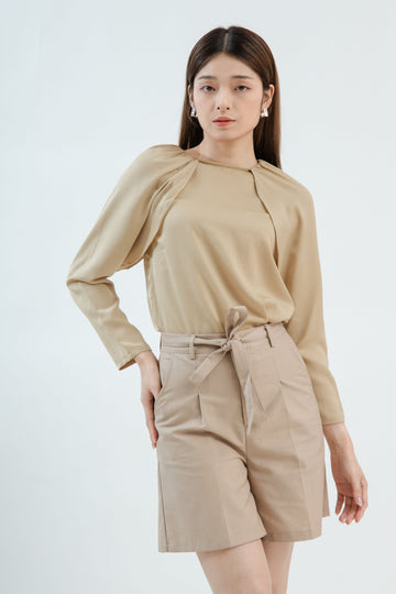 Open Slit Sleeve Top (Champaign)