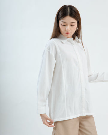 Cut & Sew Long Sleeve Shirt (Off White)