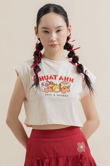 LULU Huat Ahh Cap Sleeve Top (Beige)