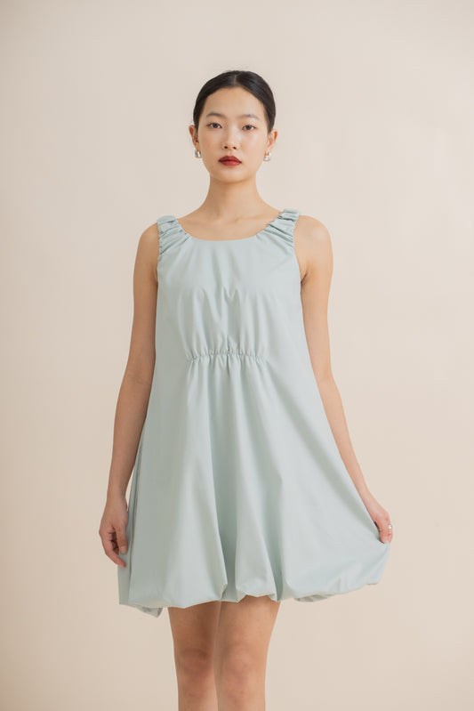 Lumi Ruched Sleeveless Dress (Light Blue)