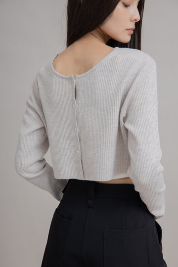 Multi-Wear Crop Knit Cardigan (Grey Melange)