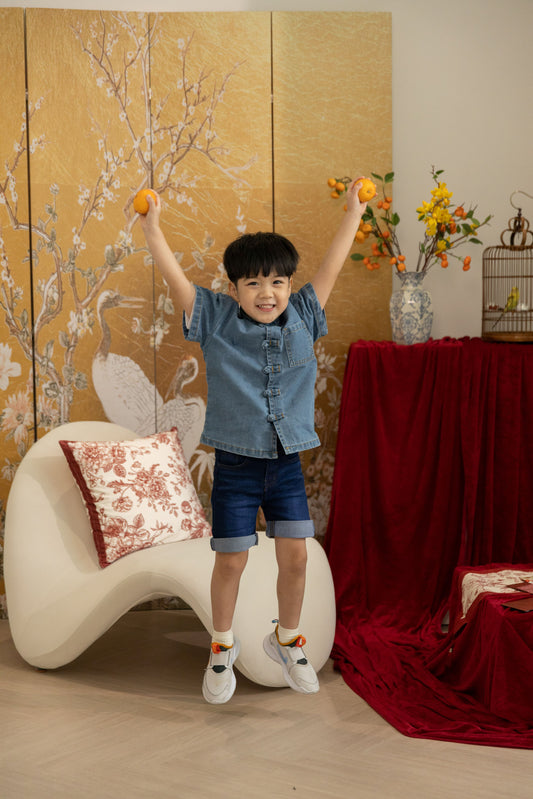 Kids Denim Pocket Tang Suit (Washed Denim)