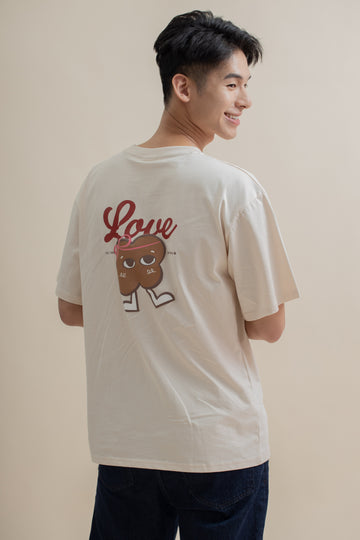 LULU Love Is The Answer Printed Oversize Tee (Beige)