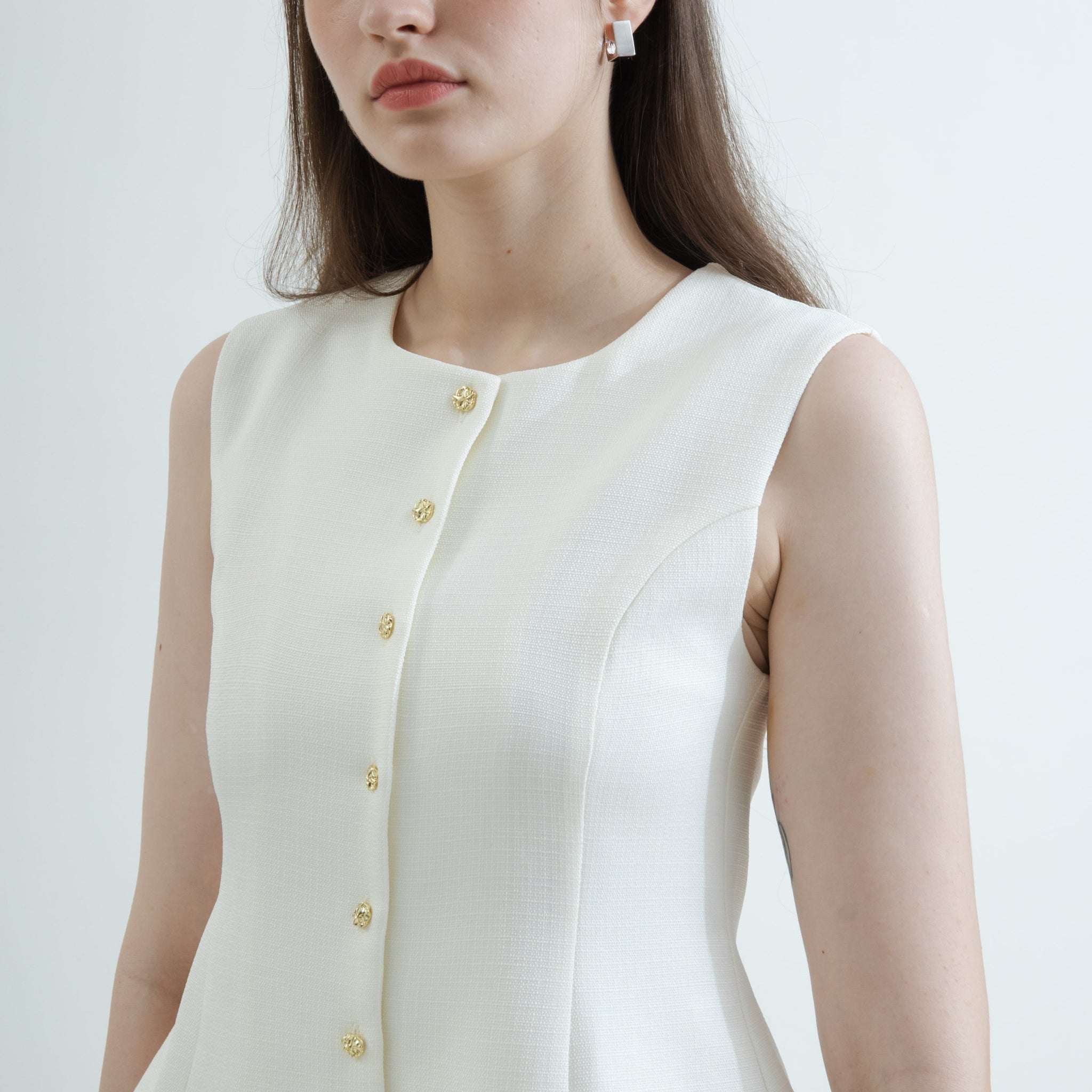 Polly Princess Cut Sleeveless Vest (White)