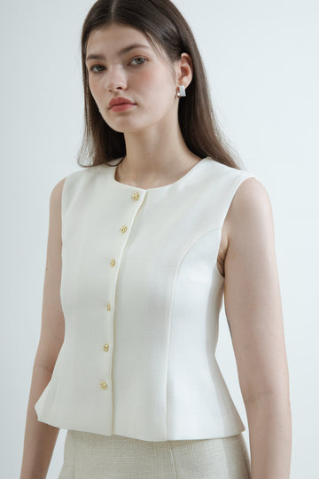 Polly Princess Cut Sleeveless Vest (White)