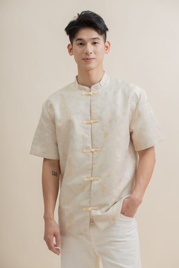 Men Pastel Gleam Floral Tang Suit (Beige Yellow)