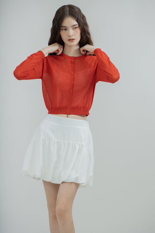 Puffy Cut & Sew Short Skirt (Ivory)
