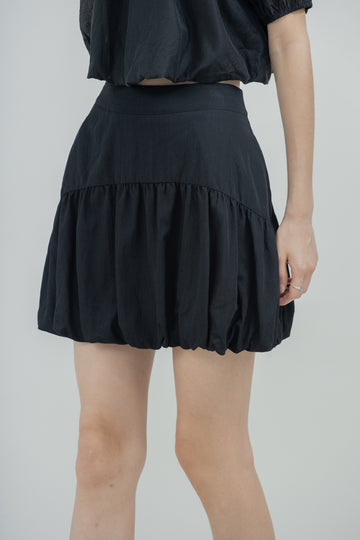 Puffy Cut & Sew Short Skirt (Black)