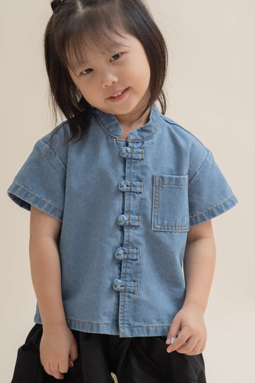 Kids Denim Pocket Tang Suit (Washed Denim)
