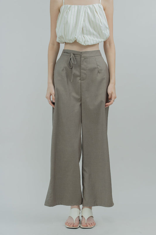 Sorel Side Ribbon-Tie Trouser (Khaki Brown)
