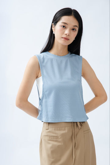 Drawstring Armhole Top (Blue)